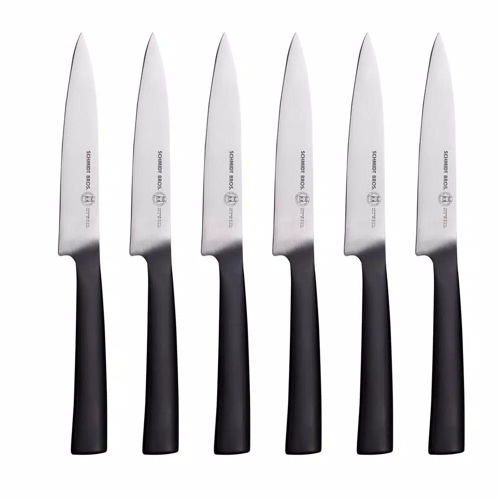 SCHMIDT BROS. Schmidt Brothers Carbon6 6-Piece Stainless Steel Steak Knife Set with Wood Gift Box