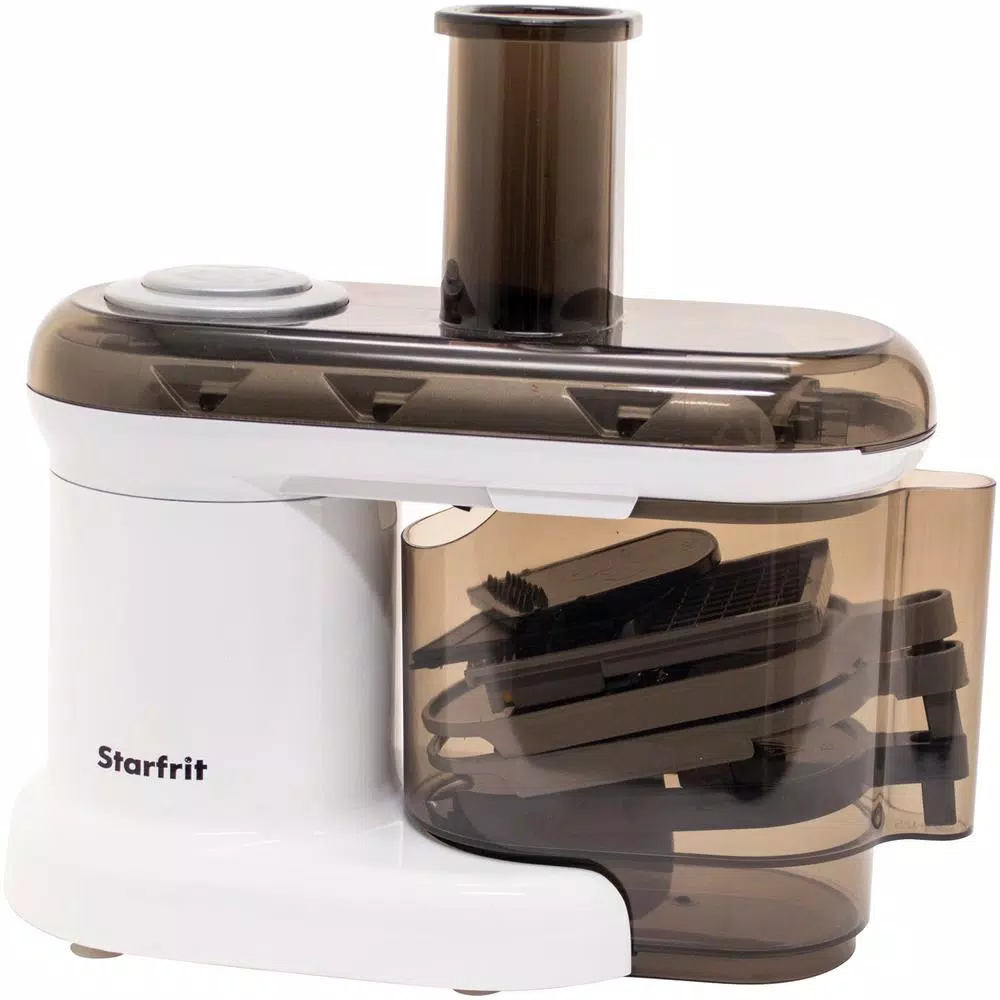 Starfrit Electric Mandoline Slicer, 7-in-1 Vegetable and Fruit Slicer, White