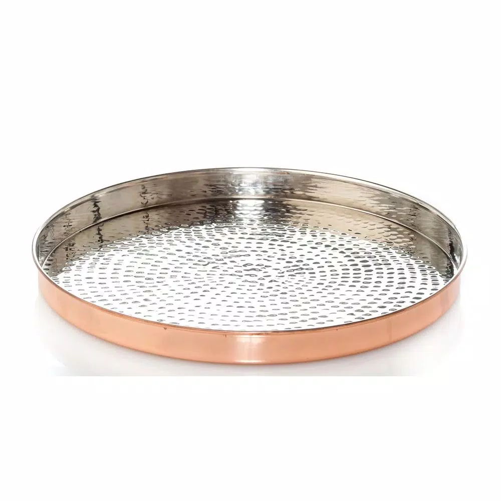 Abigails Element Collection Round Hammered Copper Serving Tray