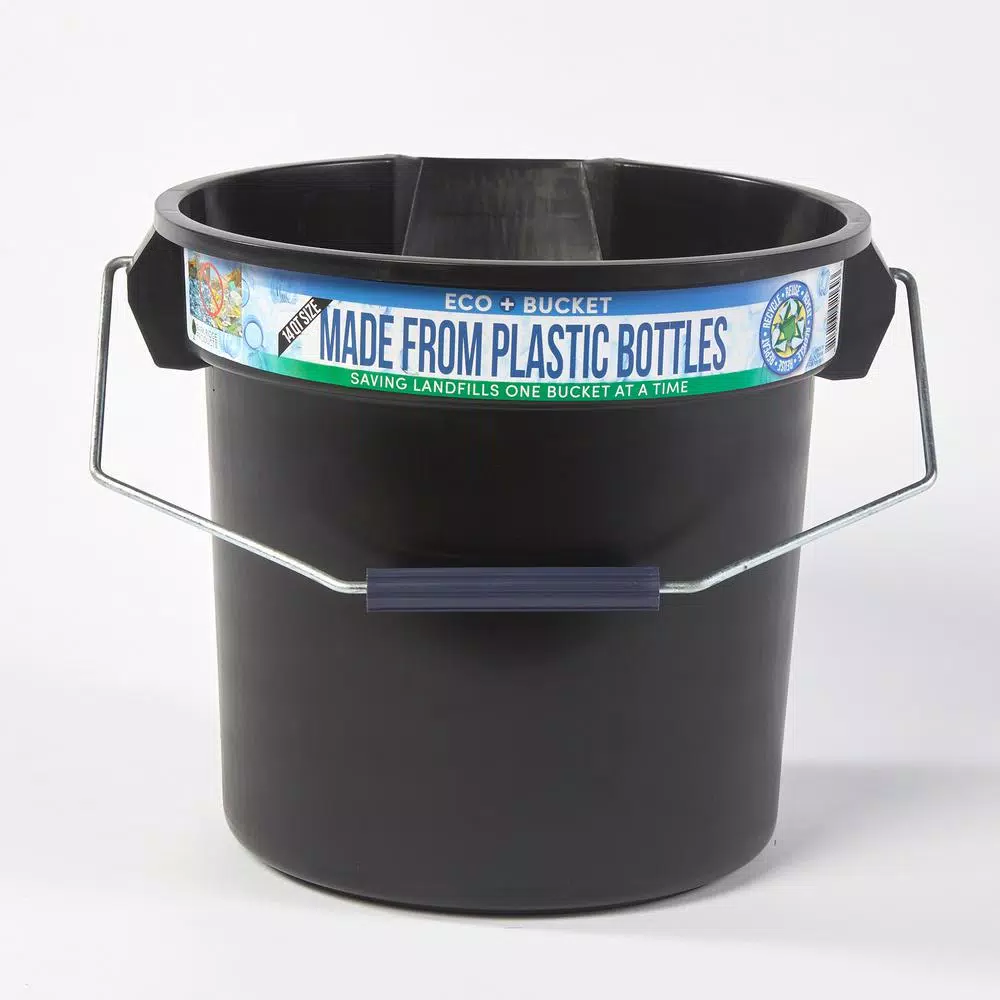 TAFCO PRODUCTS Tafco 3.5 Gal. Black Round Utility ECO Bucket, 14 Qt. Heavy-Duty Recycled Plastic Pail