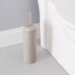 Unbranded Modern Stainless Steel Toilet Brush with Hygienic Splash-Proof Holder - Tan/Gray thumbnail 5