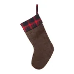 Glitzhome 19 in. Plush Christmas Stocking with Red and Green Plaid Cuff thumbnail 5