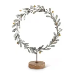 Unbranded 14.5 in. Metal Star Wreath with Golden Berries on Wooden Stand thumbnail 1