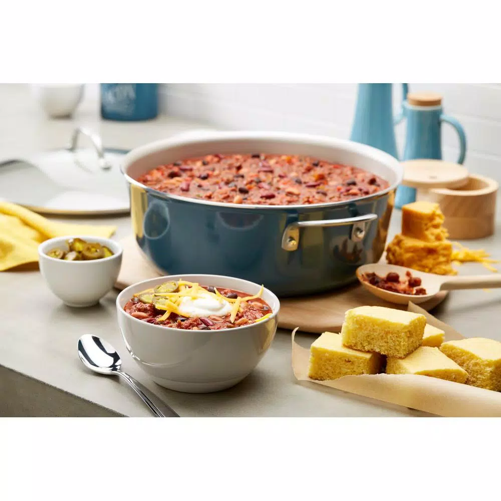 Ayesha Curry Ayesha Home Collection 7.5 Qt. Aluminum Nonstick Stock Pot with Glass Lid, Twilight Teal