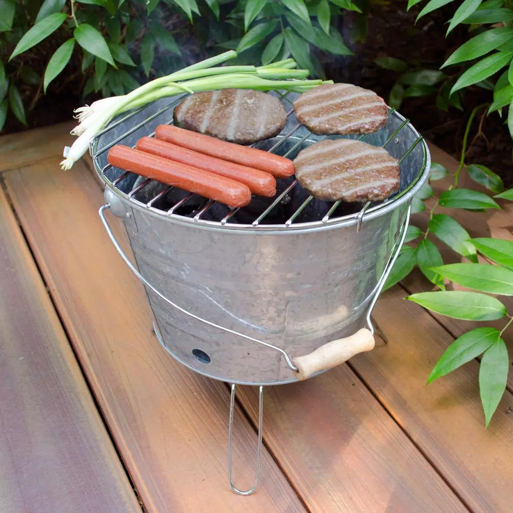Artland Masonware Portable Galvanized Metal Beach and Camping Grill, Silver