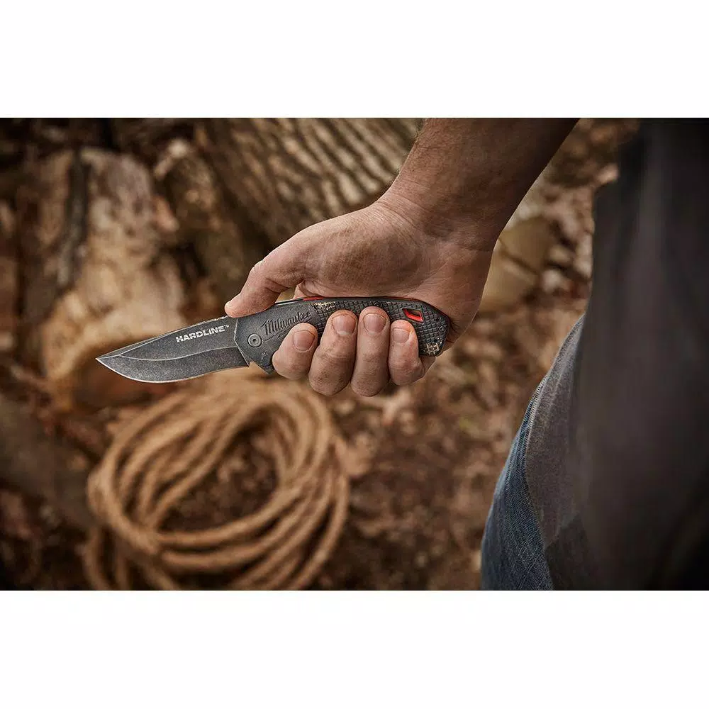 Milwaukee Hardline 3.5 in. D2 Steel Smooth Blade Folding Pocket Knife