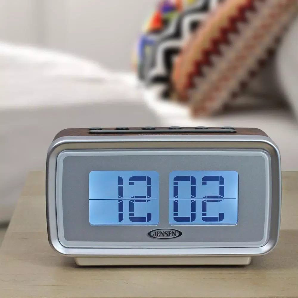 Jensen JCR-232 Retro Flip Style Digital AM/FM Alarm Clock with Dual Alarms