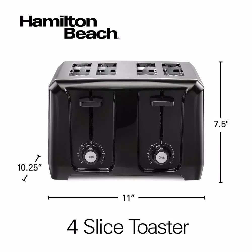 Hamilton Beach 4-Slice Wide Slot Toaster, Black