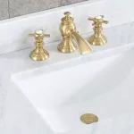 Water Creation 8 in. Widespread 2-Handle Lavatory Faucet, Satin Brass, Low Arc Spout thumbnail 2