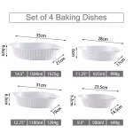 MALACASA 4-Piece White Oval Porcelain Bakeware Set, Ceramic Baking Dish Set for Oven and Microwave thumbnail 4