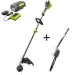 RYOBI 40V Brushless Cordless String Trimmer and Pole Saw Kit with 4.0 Ah Battery and Charger thumbnail 1