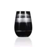 Rolf Glass Cosmo 16.5 oz. Stemless Wine Tumblers, Black/Silver (Set of 4) thumbnail 2