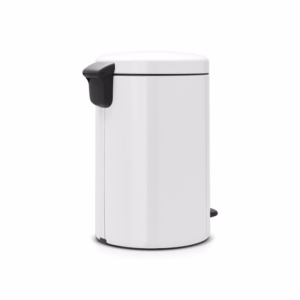 Brabantia Icon 5.3 Gal. White Steel Step-On Trash Can with Soft-Close Lid