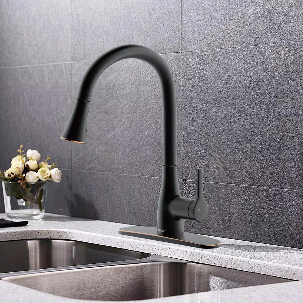 FLOW Series Classic Single-Handle Pull Down Kitchen Faucet, Oil Rubbed Bronze (3-Pack)