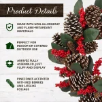 Fraser Hill Farm 24 in. Artificial Christmas Wreath with Red Berries and Pinecones thumbnail 3