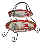 Certified International Holiday Wishes by Susan Winget 2-Tier Ceramic Cake & Tiered Stand thumbnail 1