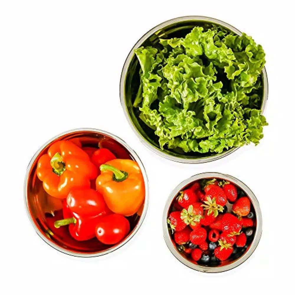 Ovente 3-Piece Stainless Steel Mixing Bowls Set with Lids