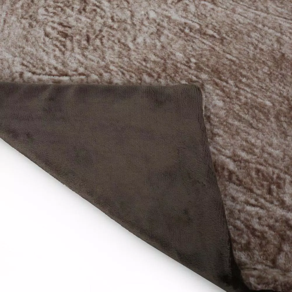 Noble House Lanford Light Brown Faux Fur Throw Blanket, 50 x 60 in.