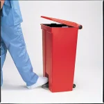 Rubbermaid Commercial Products 23 Gal. Red Fire-Safe Step-On Mobile Trash Can, Puncture-Resistant Plastic thumbnail 3