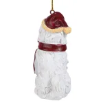 Design Toscano Maltese Dog Holiday Ornament Sculpture with Santa Hat and Red Scarf thumbnail 5