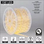 Wintergreen Lighting 150 ft. Warm White LED Rope Light Kit, 1800 Lights, Dimmable & Weather Resistant thumbnail 2