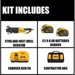 DEWALT DCD470 60V MAX FLEXVOLT Cordless 1/2 in. Stud & Joist Drill with E-Clutch & (2) 9.0 Ah Batteries thumbnail 2