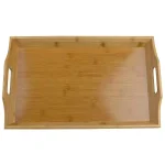 Unbranded Rectangular Bamboo Serving Tray - Rustic Brown Eco-Friendly Multi-Purpose Tray thumbnail 3