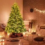 Costway 6.5 ft. Pre-Lit Slim Fraser Fir Artificial Christmas Tree with 450 Warm White LED Lights and Snow Flocking thumbnail 7