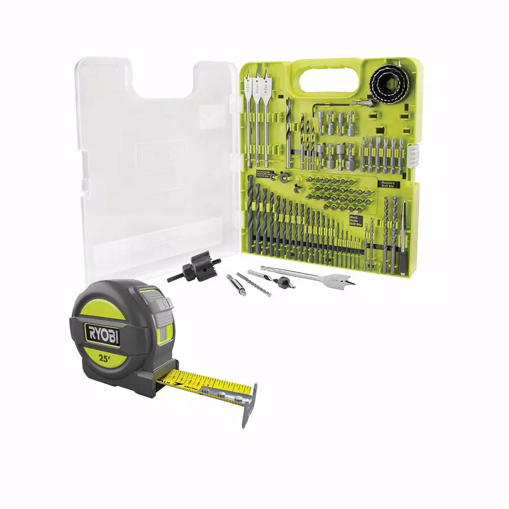 RYOBI 90-Piece Multi-Material Drill and Drive Kit with Bonus 25 ft. Tape Measure