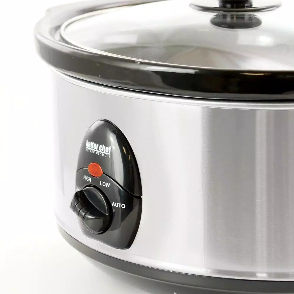 Better Chef 3.7 Qt. Silver Oval Slow Cooker with Stoneware Container