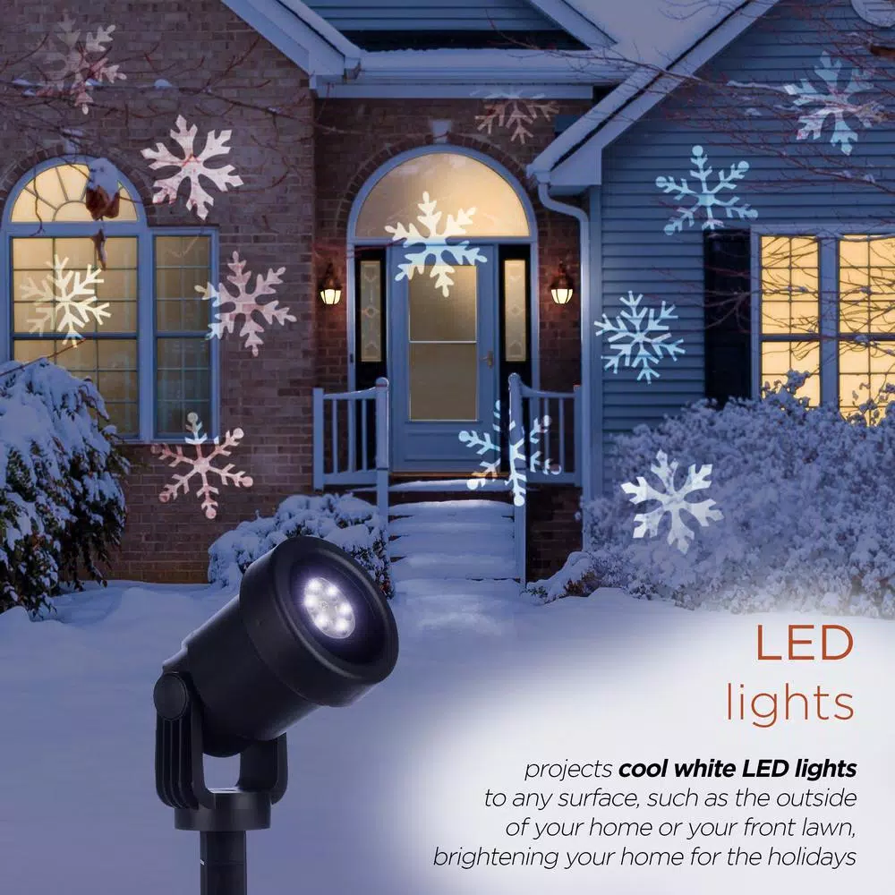 Alpine Corporation Christmas Rotating Snowflake LED Projector, Cool White Lights