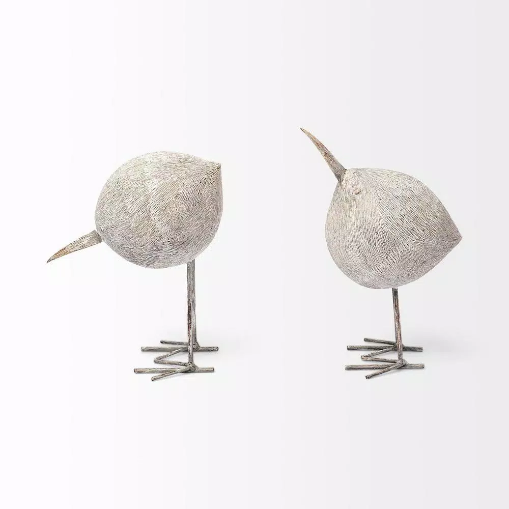 Mercana Snipe I Decorative Bird Sculpture - Light Brown Resin Statuary