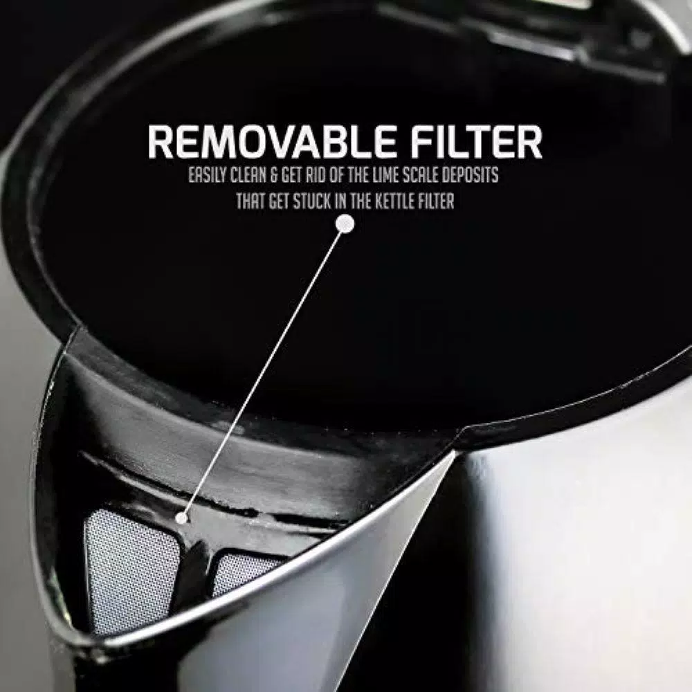 Ovente KP72 1.7L Electric Kettle, 1100W Fast Heating Water Boiler with Auto Shut-Off, Black