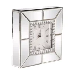 Unbranded Mirrored Table Clock with Beaded Glass Border and Roman Numerals thumbnail 2