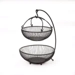 Gourmet Basics by Mikasa Mikasa Gourmet Basics Spindle 2-Tier Fruit Basket with Banana Hook, Wrought Iron thumbnail 4