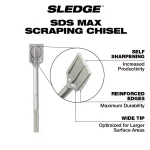 Milwaukee 2 in. x 12 in. SDS-Max SLEDGE Scraping Chisel thumbnail 3