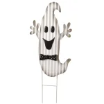 National Tree Company 33 in. Halloween Ghost Metal Sculpture with Polka Dot Bow Tie thumbnail 1