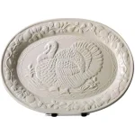 Ovente 13.4 in. White Ceramic Turkey Serving Platter, Oval Holiday Platter thumbnail 1