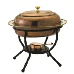 Old Dutch 6 Qt. Oval Antique Copper over Stainless Steel Chafing Dish with Wrought Iron Stand thumbnail 1