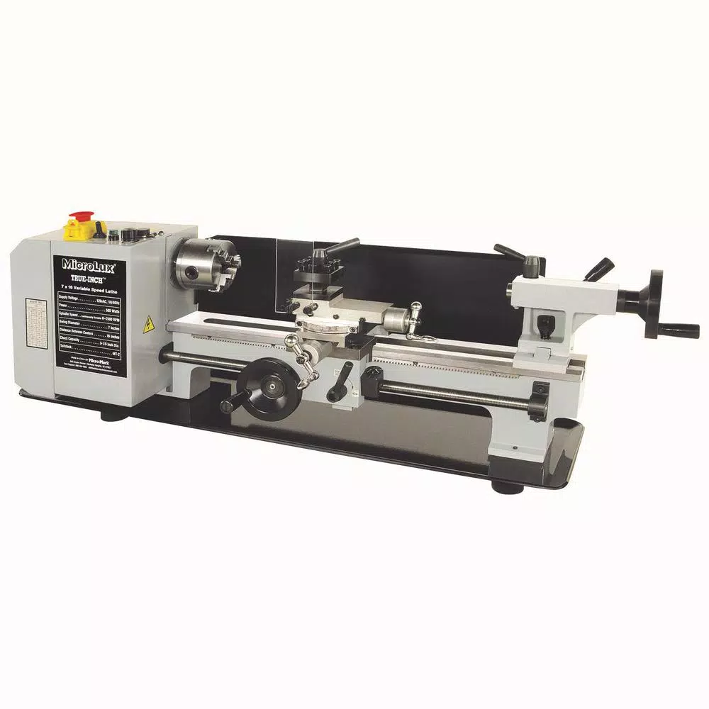 MicroLux 7 in. x 16 in. Mini Lathe, True Inch Feed, 500W Brushless DC Motor