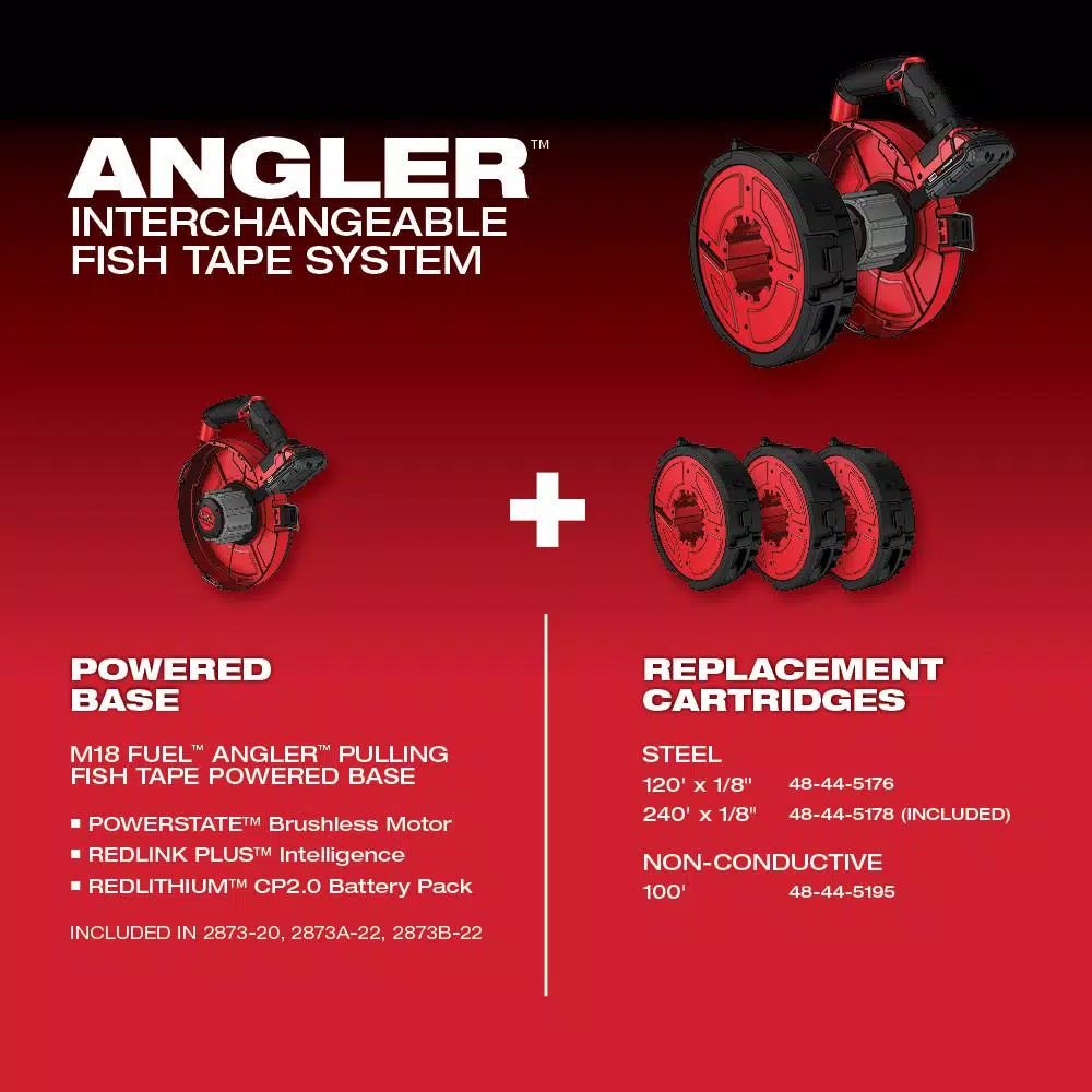 Milwaukee M18 FUEL ANGLER 240 ft. x 1/8 in. Steel Pulling Fish Tape Replacement Cartridge