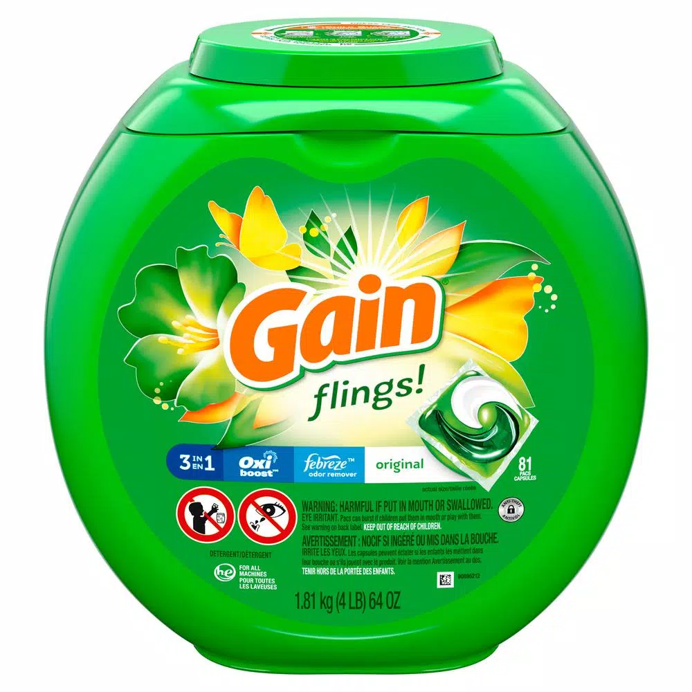 Gain Flings Original Scent Laundry Detergent Pods, 81 Count