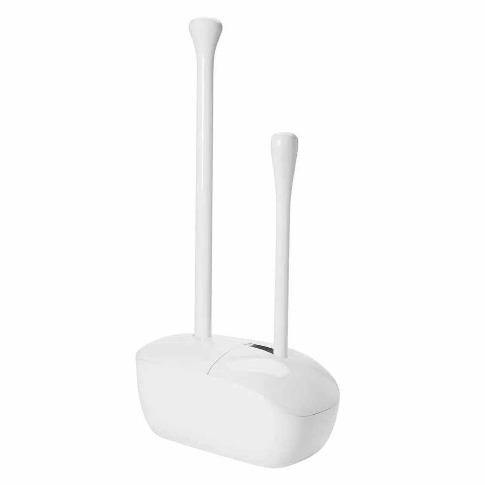 OXO Good Grips Toilet Brush and Plunger Combo Set with Holder, White