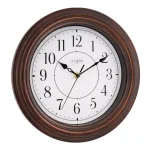 La Crosse Technology 12 in. Round Brown Faux Wood Wall Clock with Silent Quartz Movement thumbnail 4