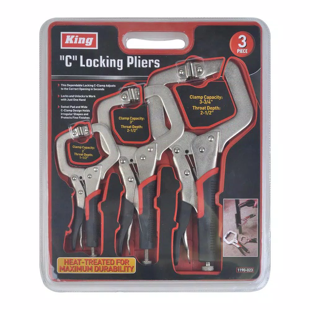 KING C-Locking Pliers 3-Piece C-Clamp Set