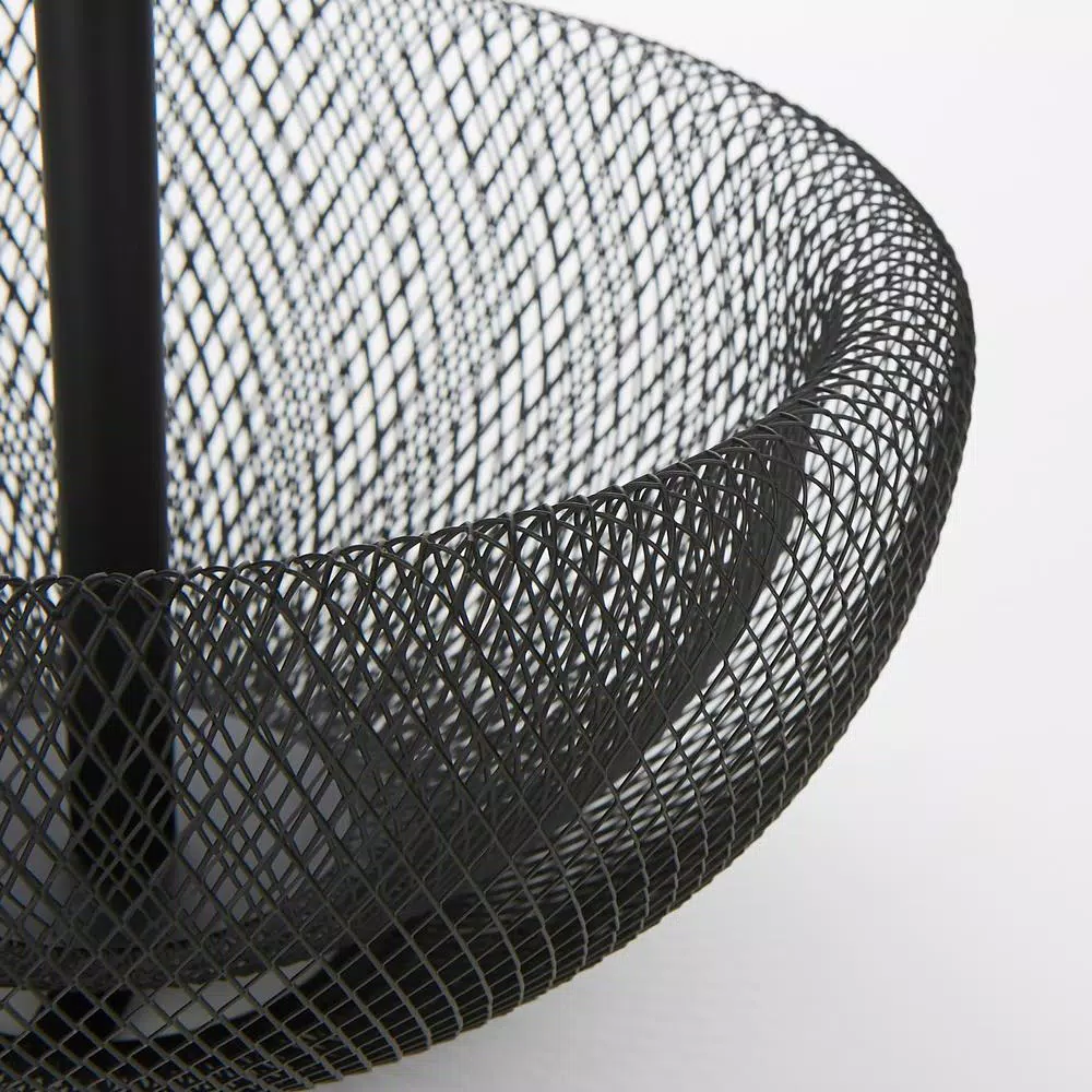 Mind Reader Black 2-Tier Mesh Metal Fruit Bowl, Round Decorative Wire Basket