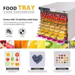 VIVOHOME 10-Tray Stainless Steel Commercial Food Dehydrator, 1000W with Digital Timer and Temperature Control thumbnail 4