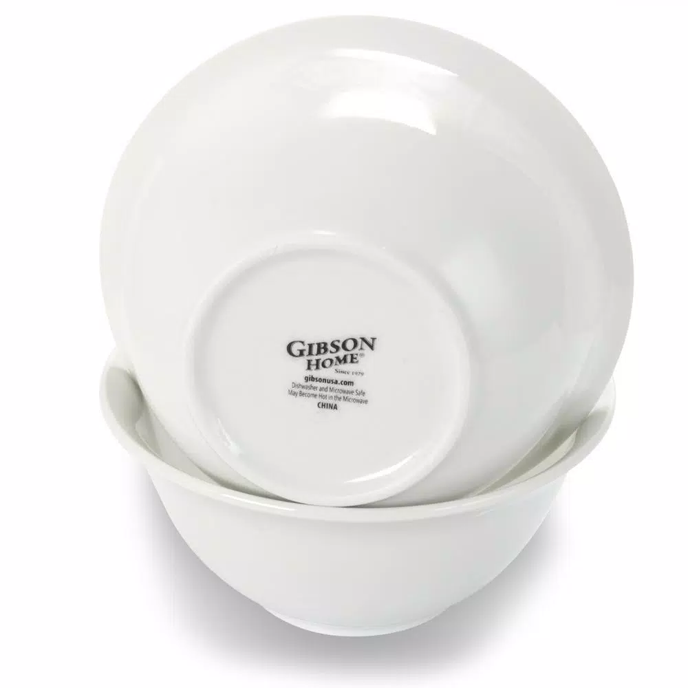 Gibson Home 7.5 in. White Ceramic All-Purpose Serving Bowls, Set of 2