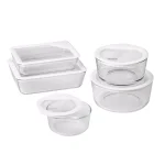 Pyrex Ultimate 10-Piece Glass Food Storage Set with Oven-Safe Glass Lids and White Silicone Rims thumbnail 1