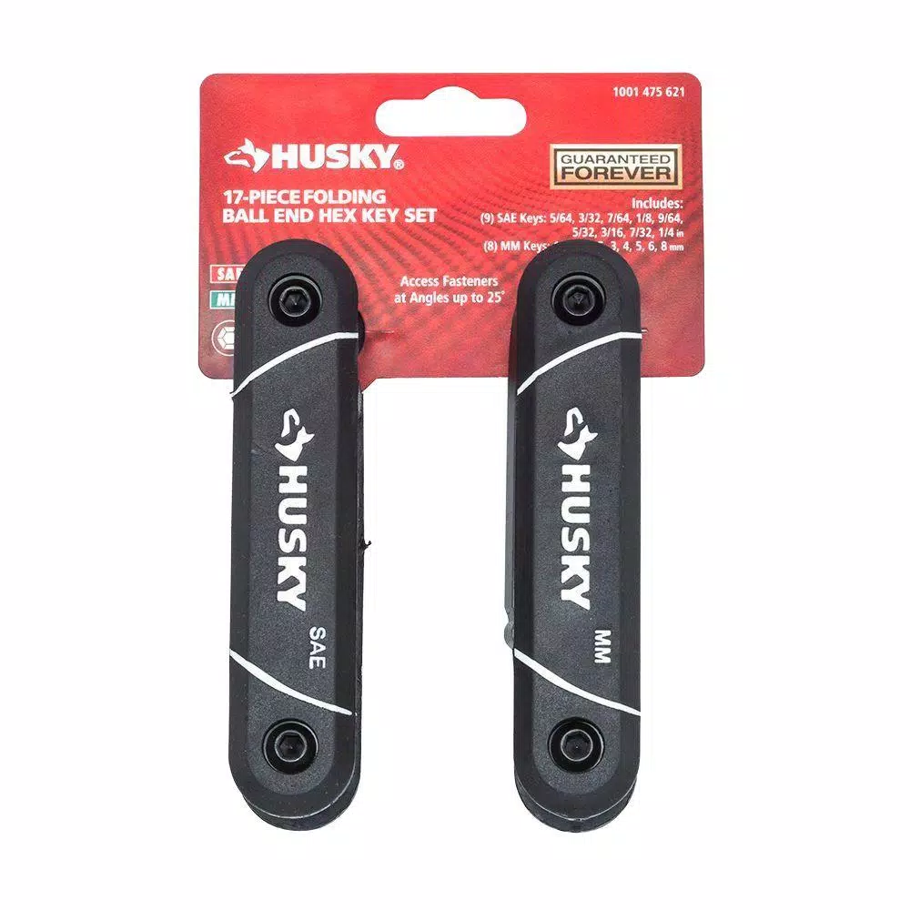 Husky 17-Piece Folding Ball-End Hex Key Set, SAE and Metric